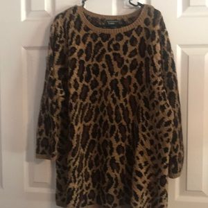 3/4 sleeve ladies leopard print sweater